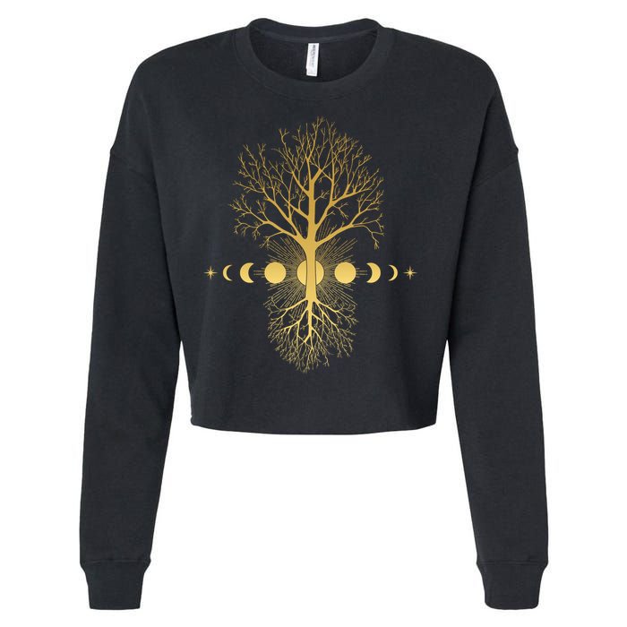 Phases Of The Moon Roots Cropped Pullover Crew