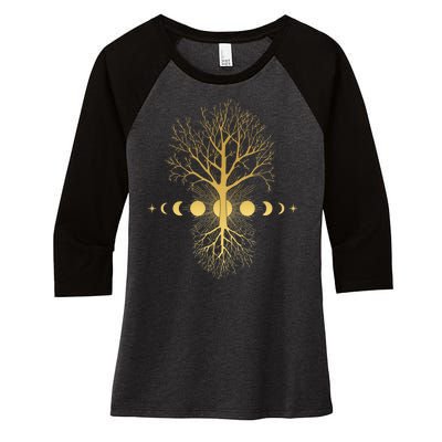 Phases Of The Moon Roots Women's Tri-Blend 3/4-Sleeve Raglan Shirt