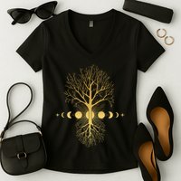 Phases Of The Moon Roots Women's V-Neck T-Shirt