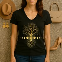 Phases Of The Moon Roots Women's V-Neck T-Shirt