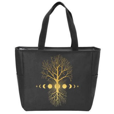 Phases Of The Moon Roots Zip Tote Bag