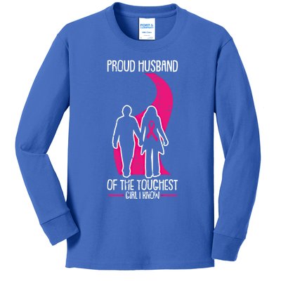 Proud Husband Breast Cancer Awareness Pink Ribbon Warrior Gift Kids Long Sleeve Shirt