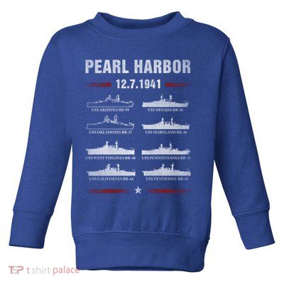 Pearl Harbor Battleship Memorial Day December 7th 1941 Wwii Cute Gift Toddler Sweatshirt
