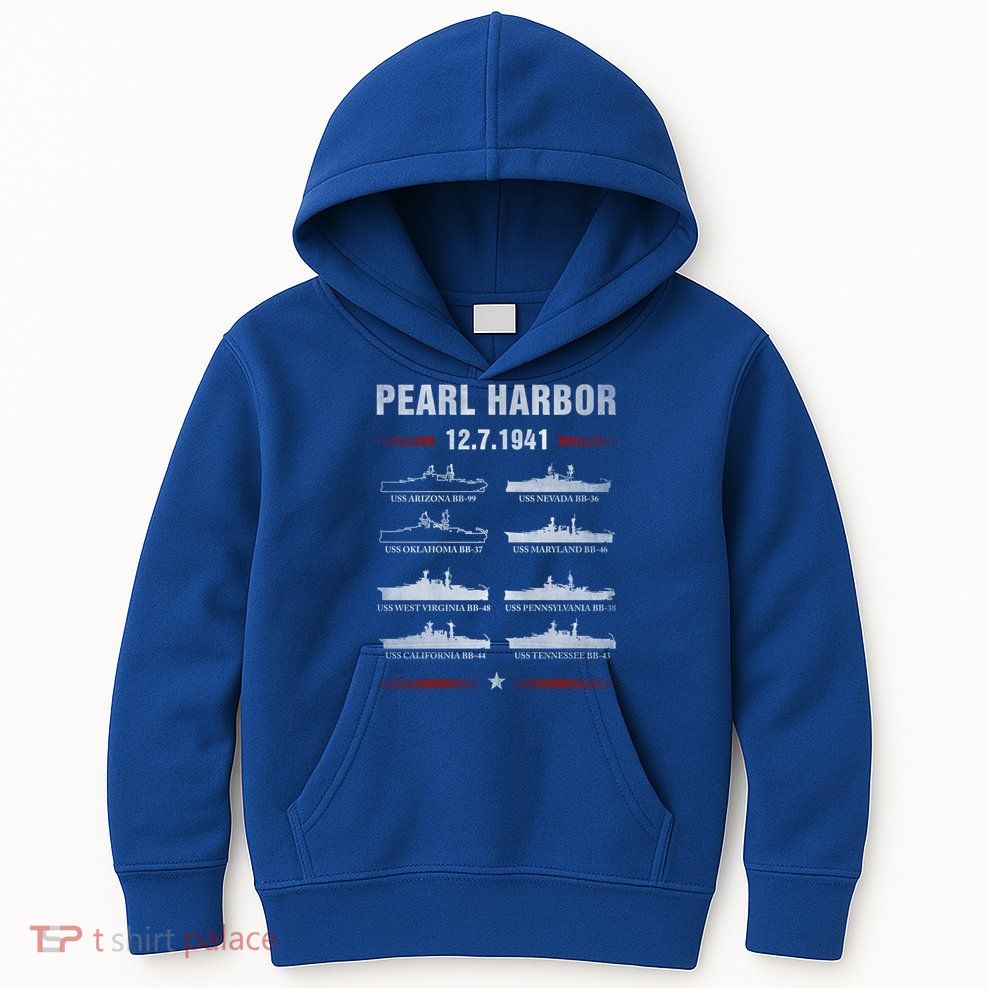 Pearl Harbor Battleship Memorial Day December 7th 1941 Wwii Cute Gift Kids Hoodie