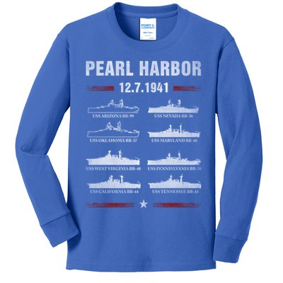 Pearl Harbor Battleship Memorial Day December 7th 1941 Wwii Cute Gift Kids Long Sleeve Shirt