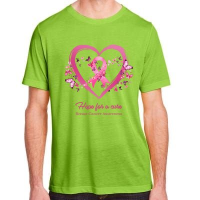 Pink Heart Butterfly Hope For A Cure Breast Cancer Awareness Funny Gift Adult ChromaSoft Performance T-Shirt