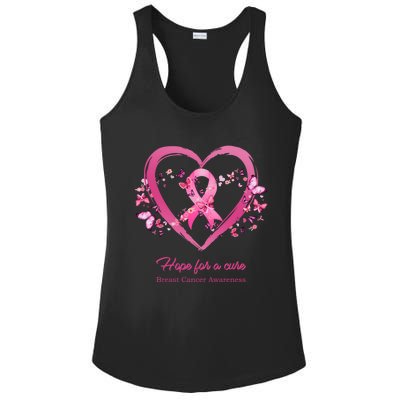 Pink Heart Butterfly Hope For A Cure Breast Cancer Awareness Funny Gift Ladies PosiCharge Competitor Racerback Tank