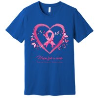 Pink Heart Butterfly Hope For A Cure Breast Cancer Awareness Funny Gift Premium T-Shirt