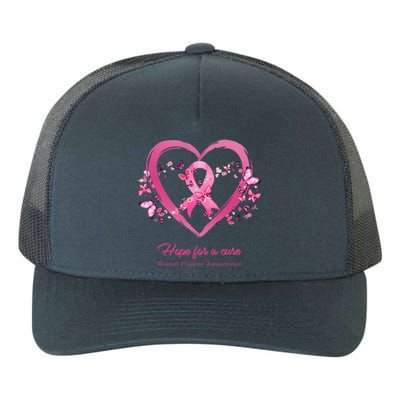 Pink Heart Butterfly Hope For A Cure Breast Cancer Awareness Funny Gift Yupoong Adult 5-Panel Trucker Hat