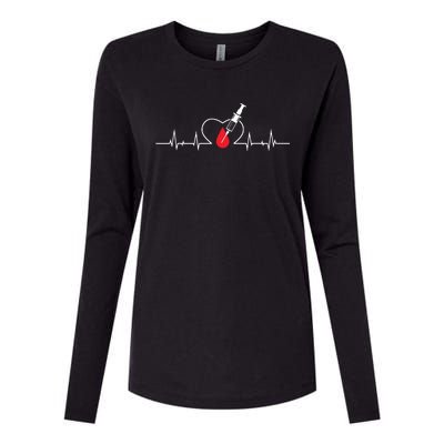 Phlebotomist Heart Blood Phlebotomy Pulse Syringe Gift Womens Cotton Relaxed Long Sleeve T-Shirt