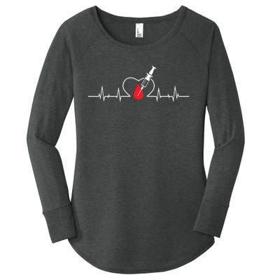 Phlebotomist Heart Blood Phlebotomy Pulse Syringe Gift Women's Perfect Tri Tunic Long Sleeve Shirt