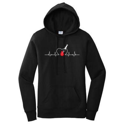 Phlebotomist Heart Blood Phlebotomy Pulse Syringe Gift Women's Pullover Hoodie