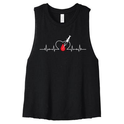 Phlebotomist Heart Blood Phlebotomy Pulse Syringe Gift Women's Racerback Cropped Tank