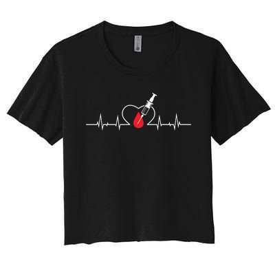 Phlebotomist Heart Blood Phlebotomy Pulse Syringe Gift Women's Crop Top Tee