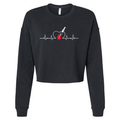 Phlebotomist Heart Blood Phlebotomy Pulse Syringe Gift Cropped Pullover Crew