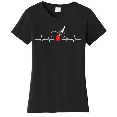 Phlebotomist Heart Blood Phlebotomy Pulse Syringe Gift Women's T-Shirt