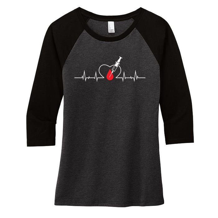 Phlebotomist Heart Blood Phlebotomy Pulse Syringe Gift Women's Tri-Blend 3/4-Sleeve Raglan Shirt