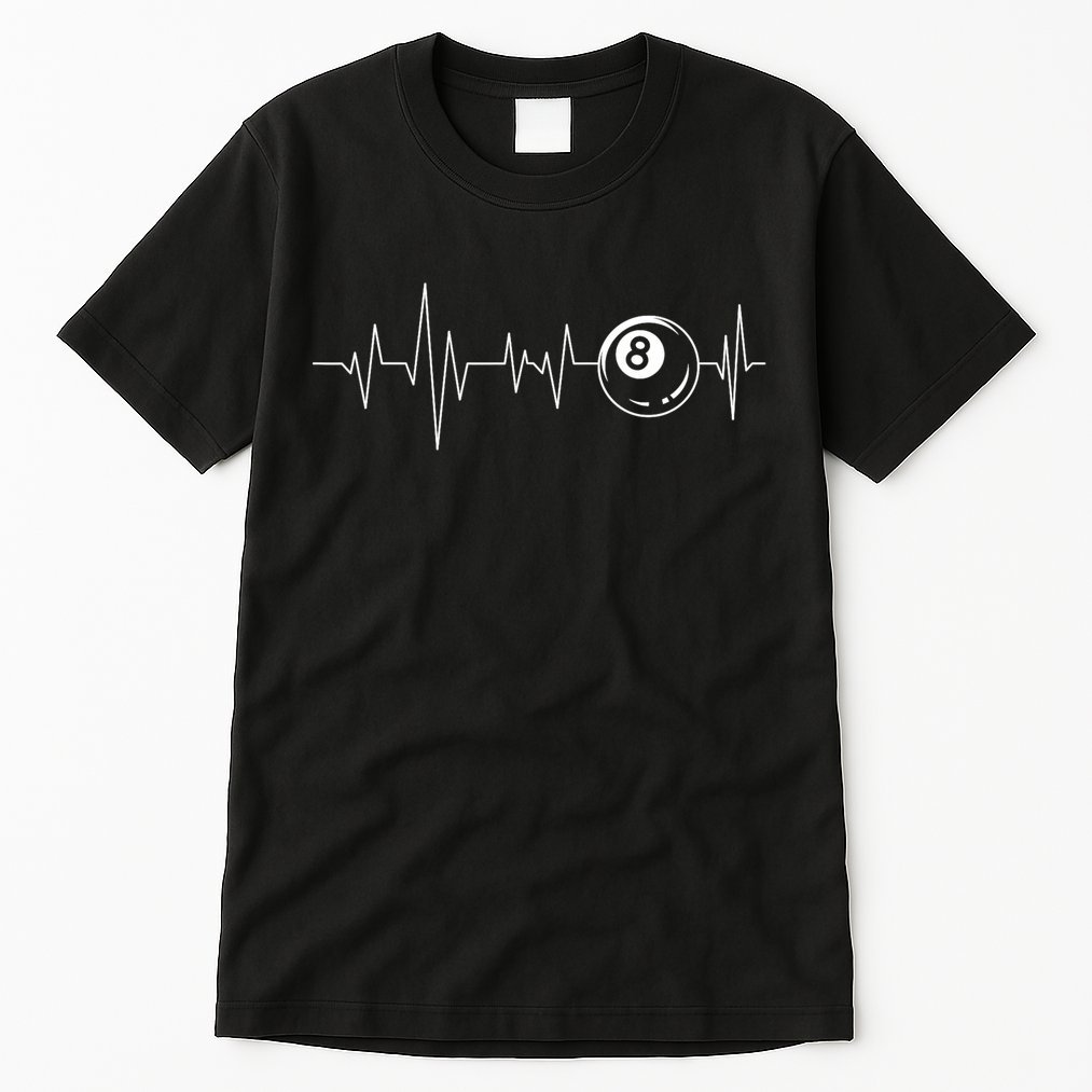 Pool Heartbeat Billiard Player Lover Sports Game Tall T-Shirt