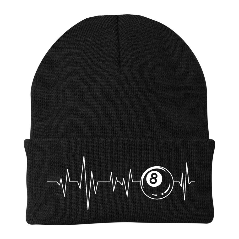 Pool Heartbeat Billiard Player Lover Sports Game Beanie