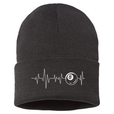 Pool Heartbeat Billiard Player Lover Sports Game Sustainable Knit Beanie