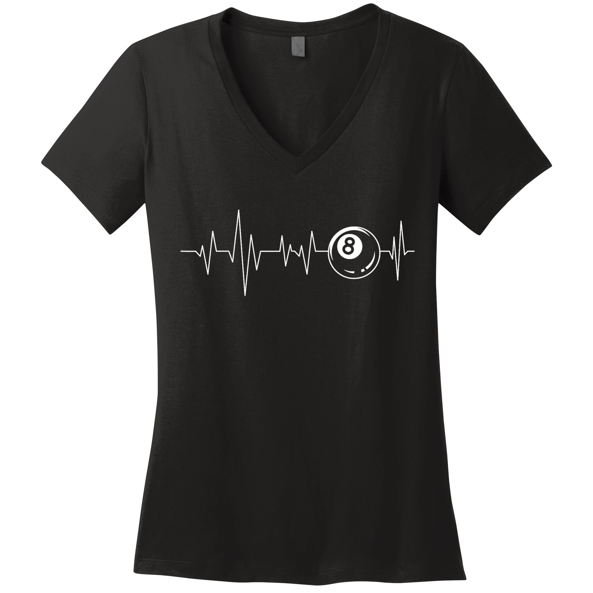 Pool Heartbeat Billiard Player Lover Sports Game Women's V-Neck T-Shirt
