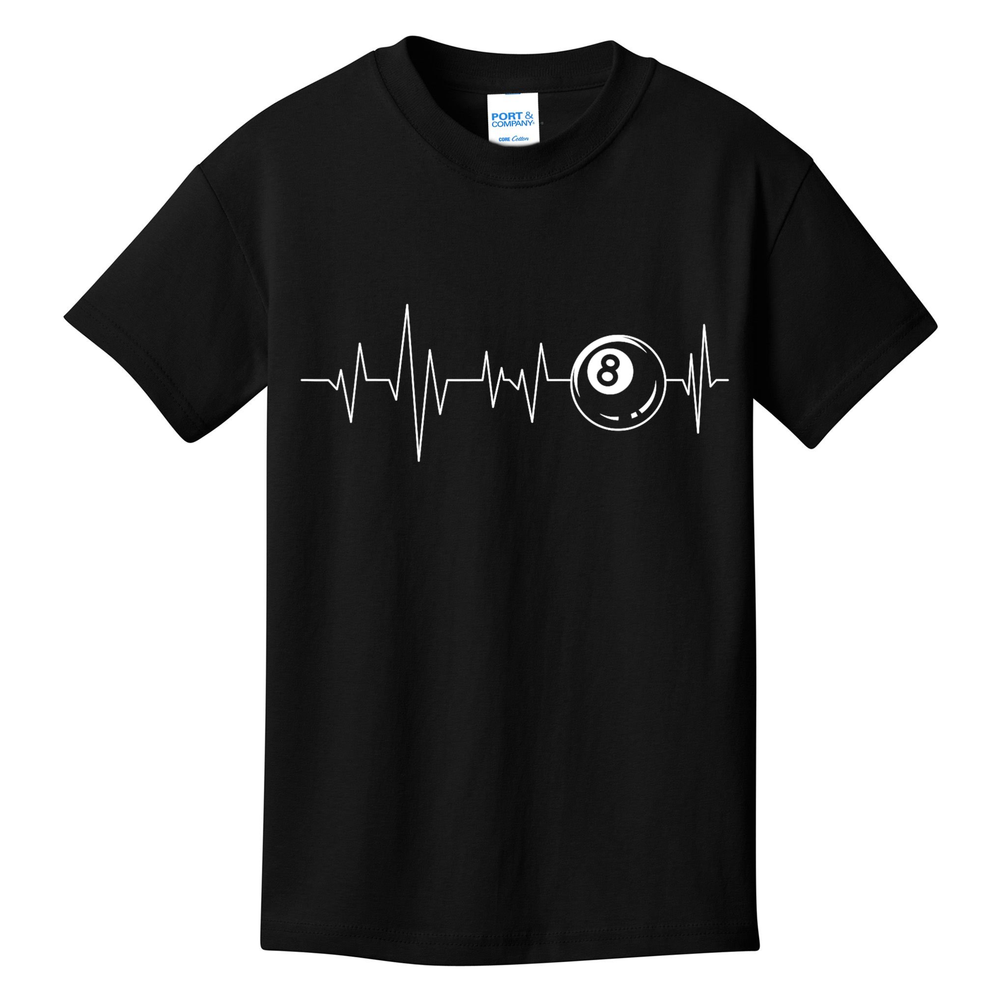 Pool Heartbeat Billiard Player Lover Sports Game Kids T-Shirt