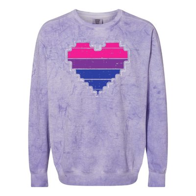 Pixel Heart Bisexual Pride Retro Gaming LGBTQ Ally Gamer Colorblast Crewneck Sweatshirt