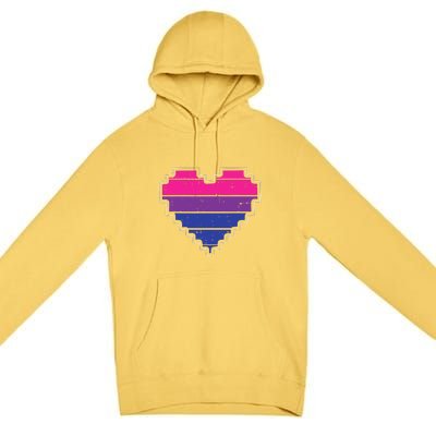 Pixel Heart Bisexual Pride Retro Gaming LGBTQ Ally Gamer Premium Pullover Hoodie