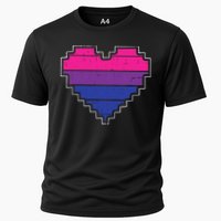 Pixel Heart Bisexual Pride Retro Gaming LGBTQ Ally Gamer Cooling Performance Crew T-Shirt