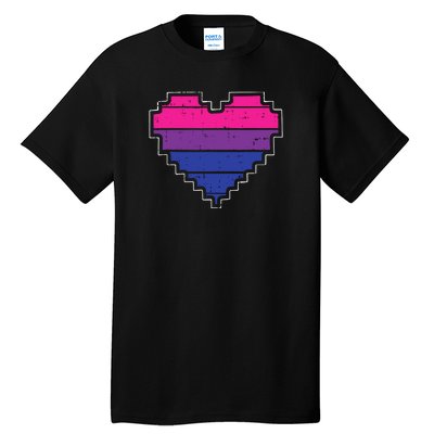 Pixel Heart Bisexual Pride Retro Gaming LGBTQ Ally Gamer Tall T-Shirt