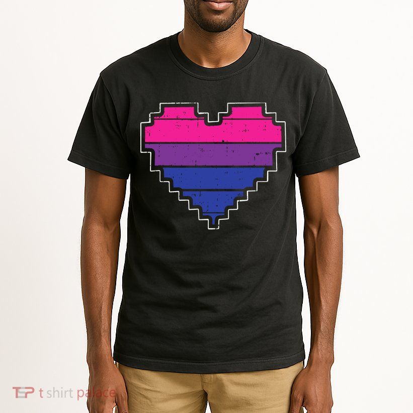 Pixel Heart Bisexual Pride Retro Gaming LGBTQ Ally Gamer Tall T-Shirt