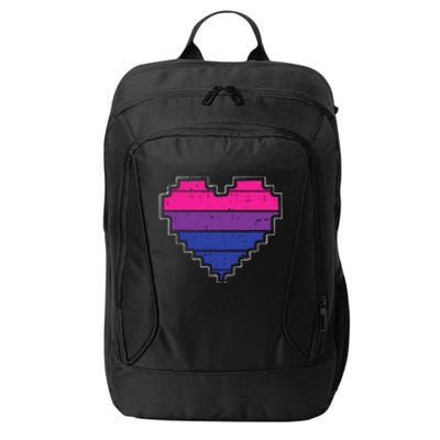 Pixel Heart Bisexual Pride Retro Gaming LGBTQ Ally Gamer City Backpack