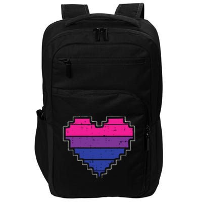 Pixel Heart Bisexual Pride Retro Gaming LGBTQ Ally Gamer Impact Tech Backpack