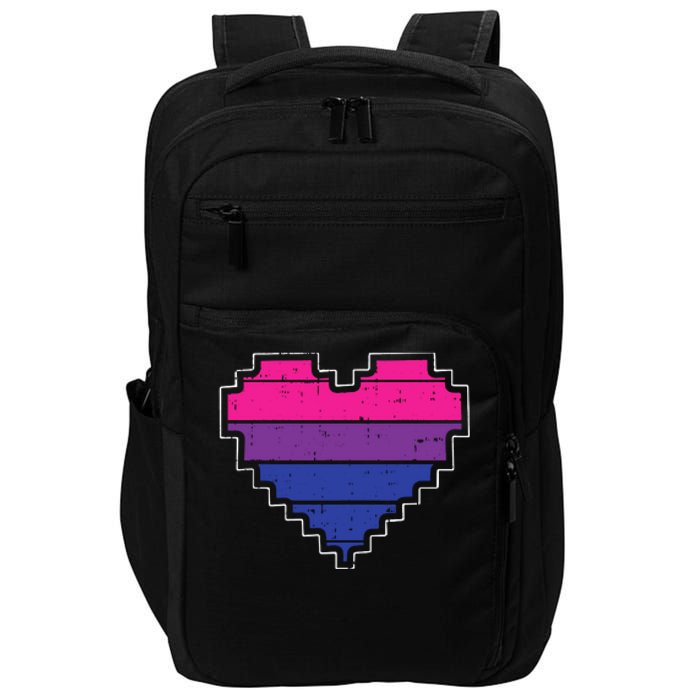 Pixel Heart Bisexual Pride Retro Gaming LGBTQ Ally Gamer Impact Tech Backpack