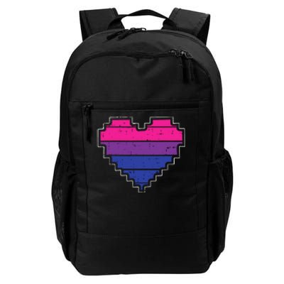 Pixel Heart Bisexual Pride Retro Gaming LGBTQ Ally Gamer Daily Commute Backpack