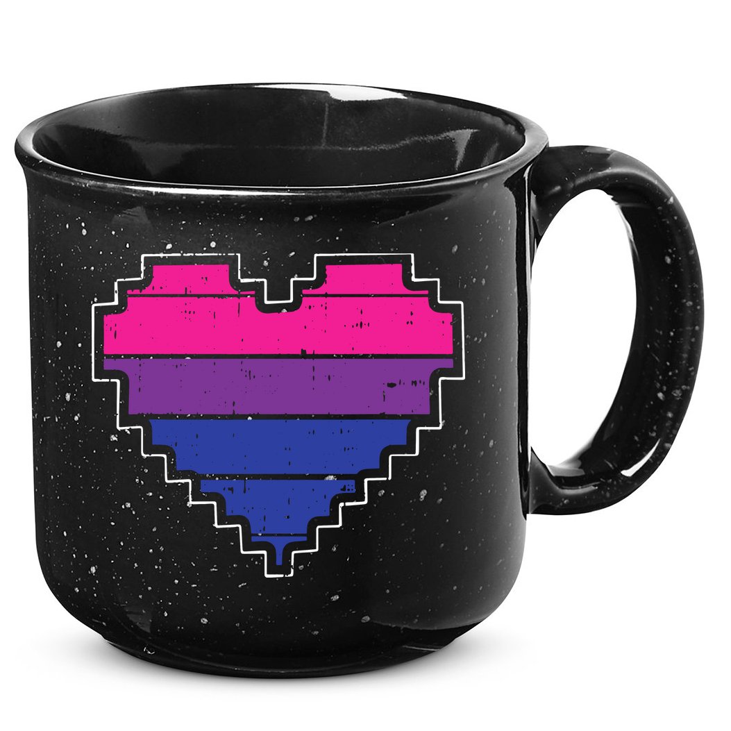 Pixel Heart Bisexual Pride Retro Gaming LGBTQ Ally Gamer 15oz Campfire Ceramic Mug