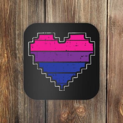 Pixel Heart Bisexual Pride Retro Gaming LGBTQ Ally Gamer Coaster