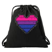 Pixel Heart Bisexual Pride Retro Gaming LGBTQ Ally Gamer Drawstring Bag