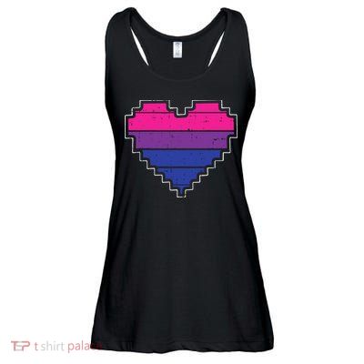 Pixel Heart Bisexual Pride Retro Gaming LGBTQ Ally Gamer Ladies Essential Flowy Tank