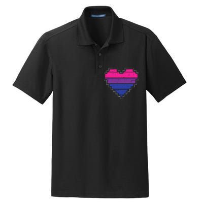 Pixel Heart Bisexual Pride Retro Gaming LGBTQ Ally Gamer Dry Zone Grid Polo