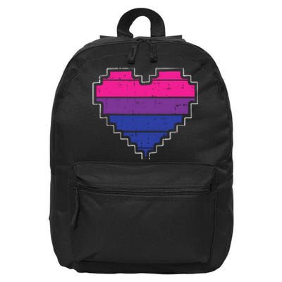 Pixel Heart Bisexual Pride Retro Gaming LGBTQ Ally Gamer 16 in Basic Backpack