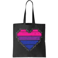 Pixel Heart Bisexual Pride Retro Gaming LGBTQ Ally Gamer Tote Bag