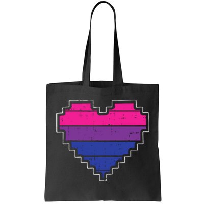 Pixel Heart Bisexual Pride Retro Gaming LGBTQ Ally Gamer Tote Bag