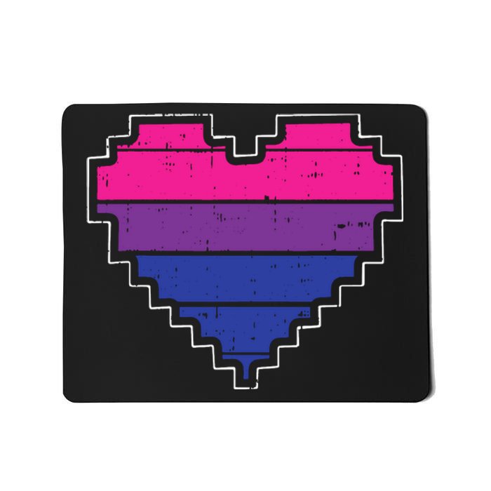 Pixel Heart Bisexual Pride Retro Gaming LGBTQ Ally Gamer Mousepad