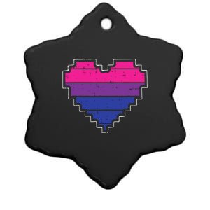 Pixel Heart Bisexual Pride Retro Gaming LGBTQ Ally Gamer Ceramic Star Ornament