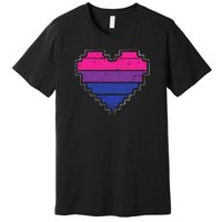 Pixel Heart Bisexual Pride Retro Gaming LGBTQ Ally Gamer Premium T-Shirt