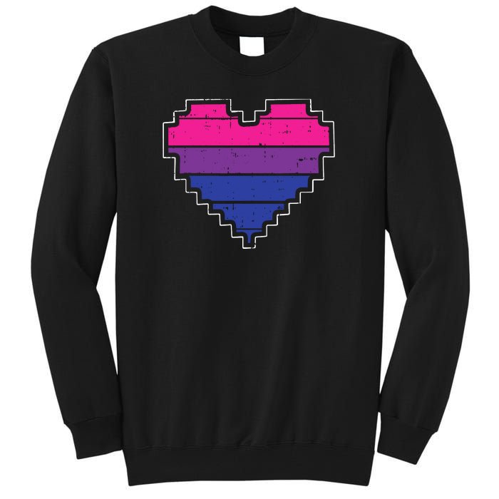 Pixel Heart Bisexual Pride Retro Gaming LGBTQ Ally Gamer Tall Sweatshirt