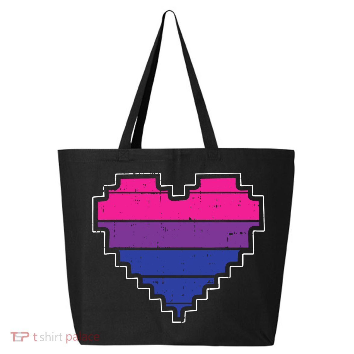 Pixel Heart Bisexual Pride Retro Gaming LGBTQ Ally Gamer 25L Jumbo Tote