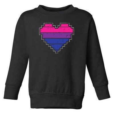 Pixel Heart Bisexual Pride Retro Gaming LGBTQ Ally Gamer Toddler Sweatshirt