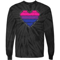 Pixel Heart Bisexual Pride Retro Gaming LGBTQ Ally Gamer Tie-Dye Long Sleeve Shirt